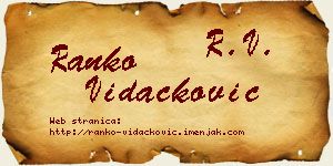 Ranko Vidačković vizit kartica